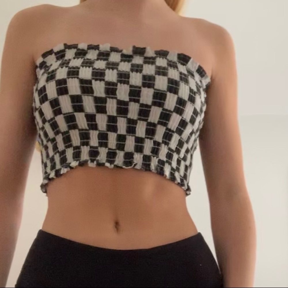 Lf CARMAR checkered tube top can fit xs- L